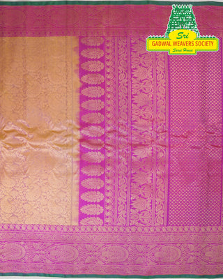 GADWAL PURE SILK HANDLOOM SAREE WITH MAHARANI MEENAKARI BORDER