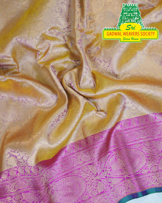 GADWAL PURE SILK HANDLOOM SAREE WITH MAHARANI MEENAKARI BORDER