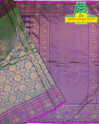 GADWAL PURE SILK HANDLOOM SAREE WITH MAHARANI MEENAKARI BORDER