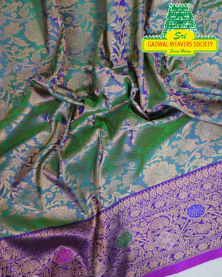 GADWAL PURE SILK HANDLOOM SAREE WITH MAHARANI MEENAKARI BORDER