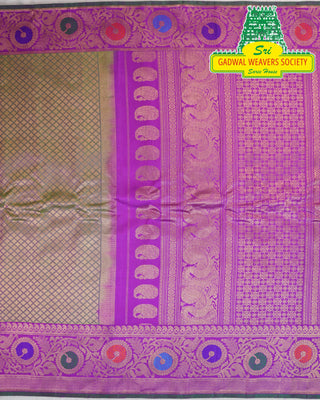 GADWAL PURE SILK HANDLOOM SAREE WITH MAHARANI MEENAKARI BORDER