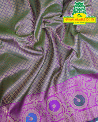 GADWAL PURE SILK HANDLOOM SAREE WITH MAHARANI MEENAKARI BORDER