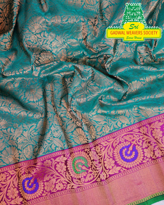 GADWAL PURE SILK HANDLOOM SAREE WITH MAHARANI MEENAKARI BORDER