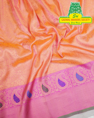 GADWAL PURE SILK HANDLOOM SAREE WITH MAHARANI MEENAKARI BORDER