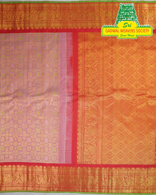 GADWAL PURE SILK HANDLOOM SAREE WITH MAHARANI MEENAKARI BORDER