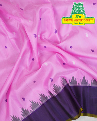 GADWAL PURE SILK HANDLOOM SAREE WITH KUTTU TEMPLE BORDER