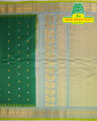 GADWAL PURE SILK HANDLOOM SAREE WITH KUTTU TEMPLE BORDER