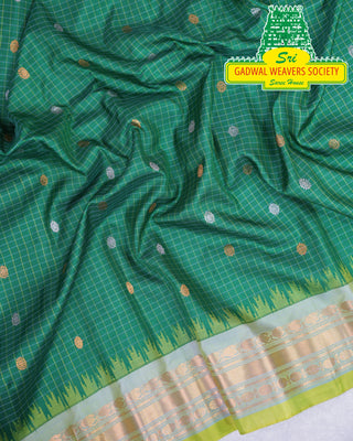 GADWAL PURE SILK HANDLOOM SAREE WITH KUTTU TEMPLE BORDER