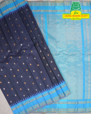 GADWAL PURE SILK HANDLOOM SAREE WITH KUTTU TEMPLE BORDER