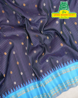 GADWAL PURE SILK HANDLOOM SAREE WITH KUTTU TEMPLE BORDER