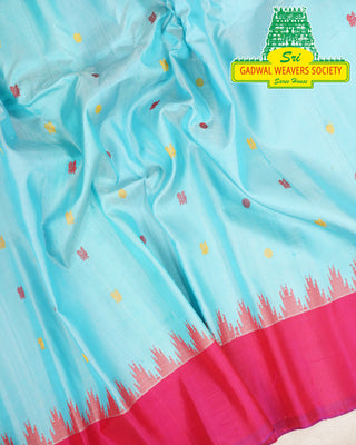 GADWAL PURE SILK HANDLOOM SAREE WITH KUTTU TEMPLE BORDER