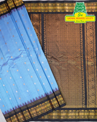 GADWAL PURE SILK HANDLOOM SAREE WITH KUTTU TEMPLE BORDER