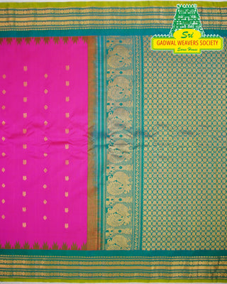 GADWAL PURE SILK HANDLOOM SAREE WITH KUTTU TEMPLE BORDER