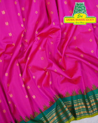 GADWAL PURE SILK HANDLOOM SAREE WITH KUTTU TEMPLE BORDER