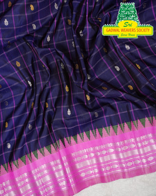 GADWAL PURE SILK HANDLOOM SAREE WITH KUTTU TEMPLE BORDER