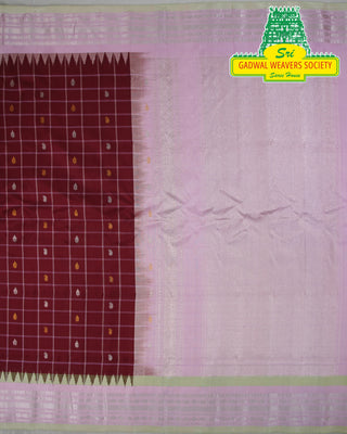 GADWAL PURE SILK HANDLOOM SAREE WITH KUTTU TEMPLE BORDER