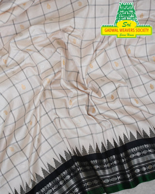 GADWAL PURE SILK HANDLOOM SAREE WITH KUTTU TEMPLE BORDER