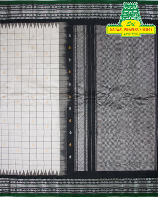 GADWAL PURE SILK HANDLOOM SAREE WITH KUTTU TEMPLE BORDER