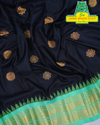 GADWAL PURE SILK HANDLOOM SAREE WITH GANGA JAMUNA BORDER