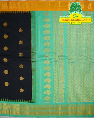 GADWAL PURE SILK HANDLOOM SAREE WITH GANGA JAMUNA BORDER