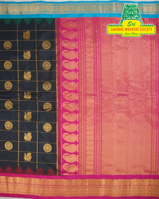 GADWAL PURE SILK HANDLOOM SAREE WITH GANGA JAMUNA BORDER