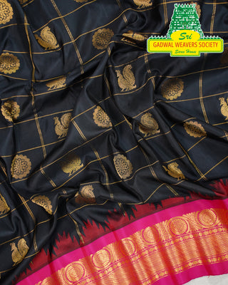 GADWAL PURE SILK HANDLOOM SAREE WITH GANGA JAMUNA BORDER