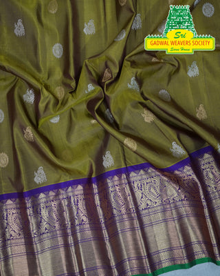 GADWAL PURE SILK HANDLOOM SAREE WITH KUTTU TEMPLE BORDER