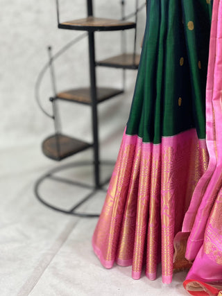 GADWAL PURE SILK HANDLOOM SAREE WITH KUTTU BORDER