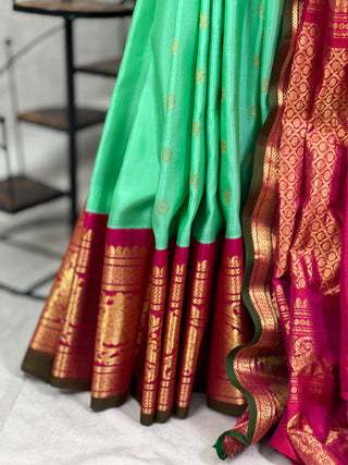 GADWAL PURE SILK HANDLOOM SAREE WITH KUTTU BORDER