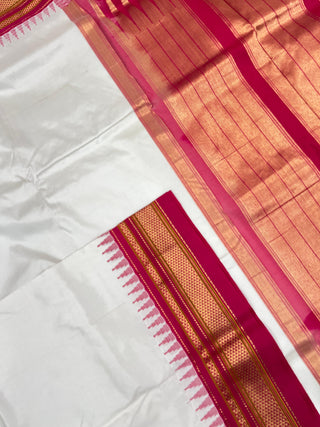 Narayanpet Pure Silk Saree with temple border