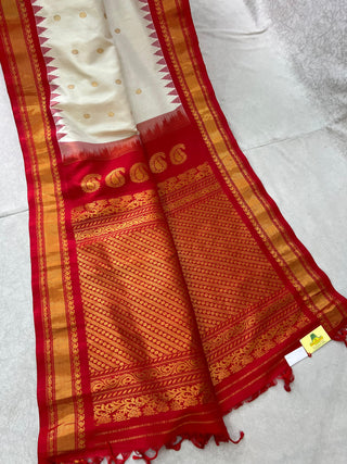 GADWAL PURE SILK HANDLOOM SAREE WITH KUTTU TEMPLE BORDER