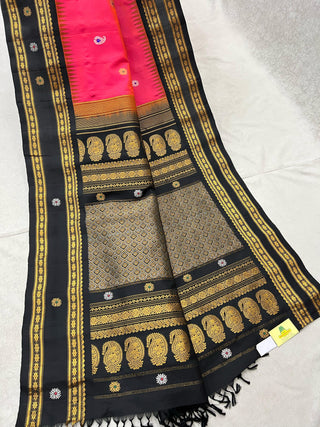 GADWAL PURE SILK HANDLOOM SAREE WITH KUTTU TEMPLE BORDER