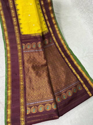 GADWAL PURE SILK HANDLOOM SAREE WITH KUTTU TEMPLE BORDER