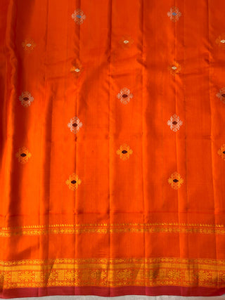 GADWAL PURE SILK HANDLOOM SAREE WITH KUTTU TEMPLE BORDER