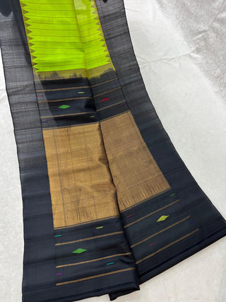 GADWAL PURE SILK HANDLOOM SAREE WITH GAP BORDER