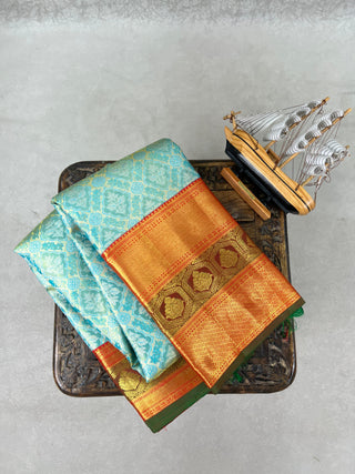 KANCHIPURAM PURE SILK KUTTU BORDER SAREE