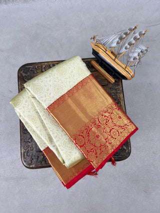 KANCHIPURAM PURE SILK TISSUE KUTTU BORDER SAREE
