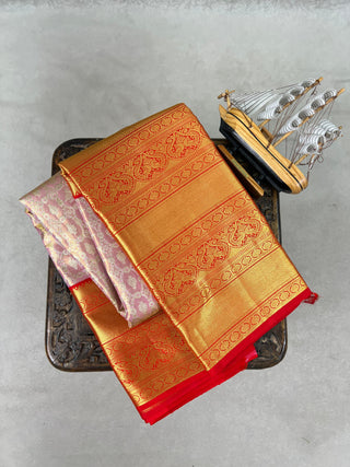 KANCHIPURAM PURE SILK TISSUE KUTTU BIG BORDER SAREE