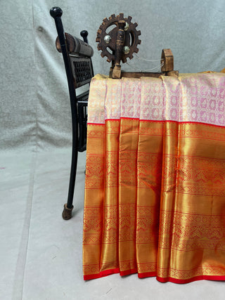 KANCHIPURAM PURE SILK TISSUE KUTTU BIG BORDER SAREE