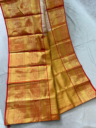 KANCHIPURAM PURE SILK TISSUE KUTTU BIG BORDER SAREE