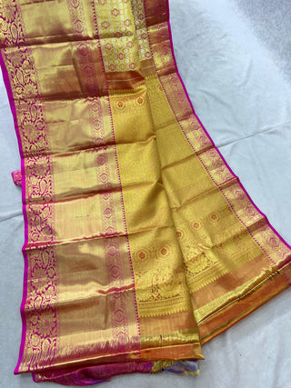 KANCHIPURAM PURE SILK TISSUE BIG BORDER SAREE