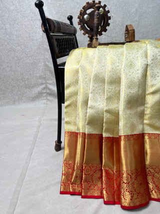 KANCHIPURAM PURE SILK TISSUE KUTTU BORDER SAREE