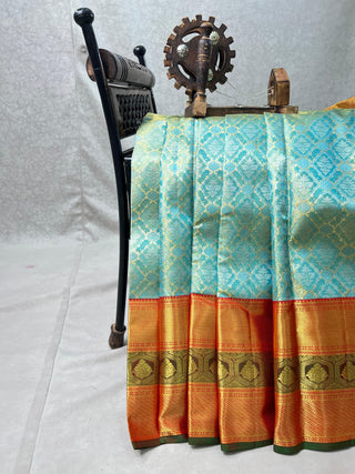 KANCHIPURAM PURE SILK KUTTU BORDER SAREE