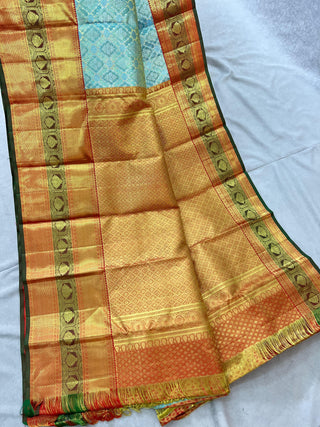 KANCHIPURAM PURE SILK KUTTU BORDER SAREE