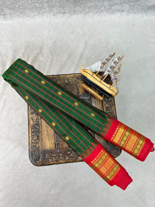 GADWAL PURE SILK HANDLOOM CHECKS BUTTA SAREE