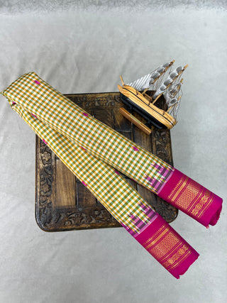 GADWAL PURE SILK HANDLOOM CHECKS BUTTA SAREE