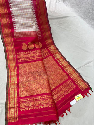 GADWAL PURE SILK HANDLOOM CHECKS BUTTA SAREE