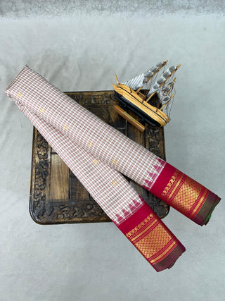 GADWAL PURE SILK HANDLOOM CHECKS BUTTA SAREE