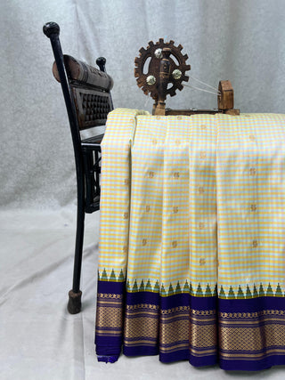 GADWAL PURE SILK HANDLOOM CHECKS BUTTA SAREE