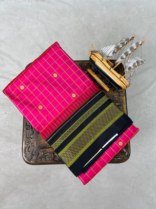 Narayanpet Pure Silk Saree with temple border